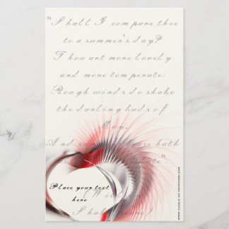 Metallherz mit Shakespeares Sonnet 18 Briefpapier