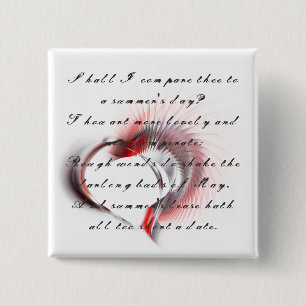 Metallherz mit Shakespeares Sonnet 18 Button