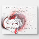 Metallherz mit Shakespeares Sonnet 18 Fotoplatte (Vorderseite)