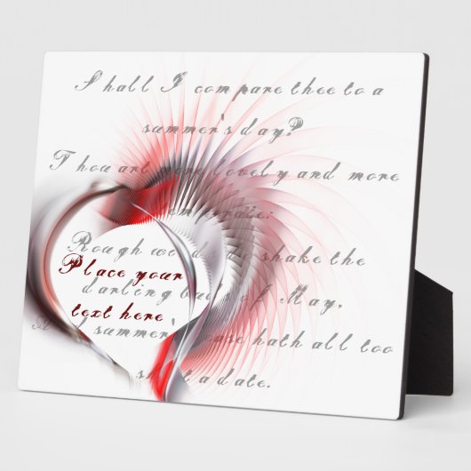 Metallherz mit Shakespeares Sonnet 18 Fotoplatte (Seite)