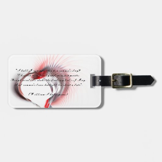 Metallherz mit Shakespeares Sonnet 18 Gepäckanhänger (Vorderseite horizontal)