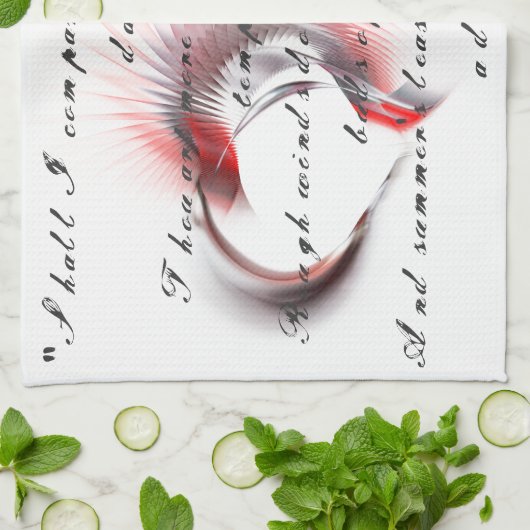 Metallherz mit Shakespeares Sonnet 18 Geschirrtuch (Gefaltet)