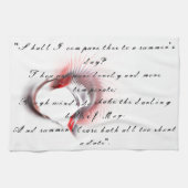 Metallherz mit Shakespeares Sonnet 18 Geschirrtuch (Horizontal)