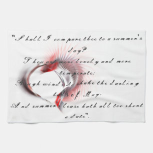 Metallherz mit Shakespeares Sonnet 18 Geschirrtuch