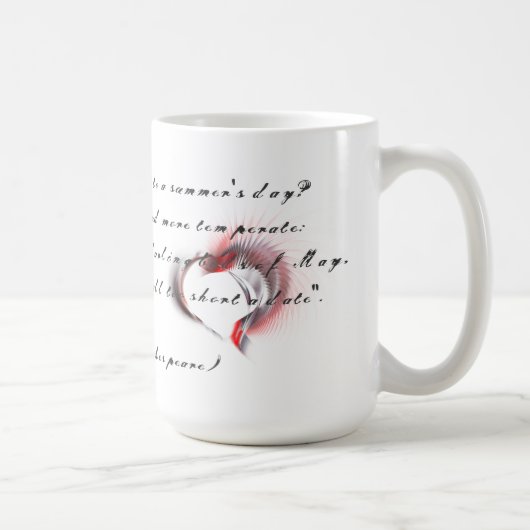 Metallherz mit Shakespeares Sonnet 18 Kaffeetasse (Rechts)