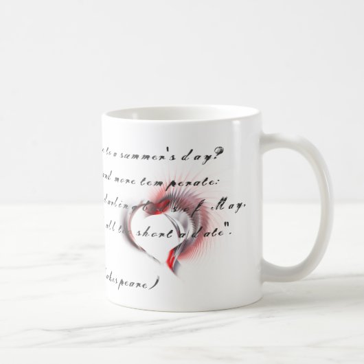 Metallherz mit Shakespeares Sonnet 18 Kaffeetasse (Rechts)