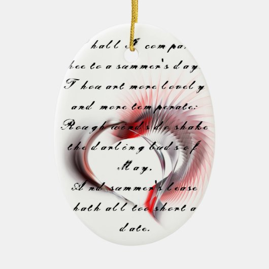 Metallherz mit Shakespeares Sonnet 18 Keramikornament (Vorne)