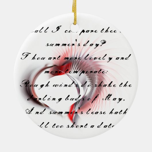 Metallherz mit Shakespeares Sonnet 18 Keramikornament (Hinten)