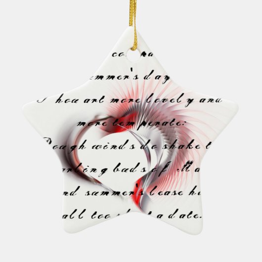 Metallherz mit Shakespeares Sonnet 18 Keramikornament (Hinten)