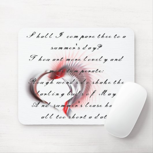 Metallherz mit Shakespeares Sonnet 18 Mousepad (Mit Mouse)