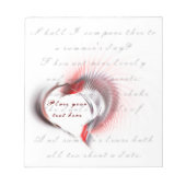 Metallherz mit Shakespeares Sonnet 18 Notizblock (Vorderseite)