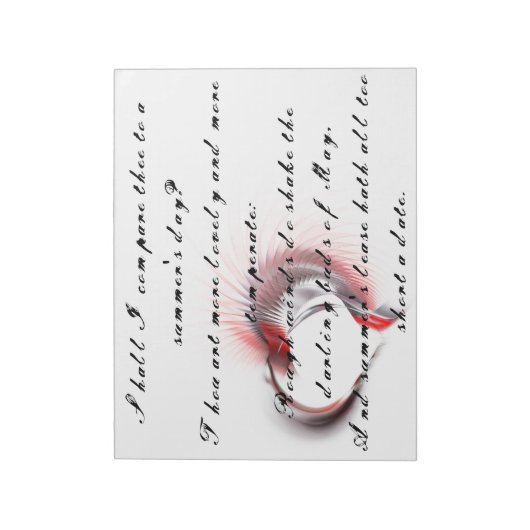 Metallherz mit Shakespeares Sonnet 18 Notizblock (Rotiert)