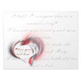 Metallherz mit Shakespeares Sonnet 18 Notizblock (Vorderseite)