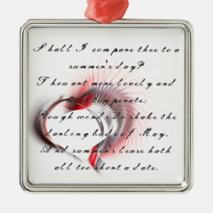 Metallherz mit Shakespeares Sonnet 18 Ornament Aus Metall