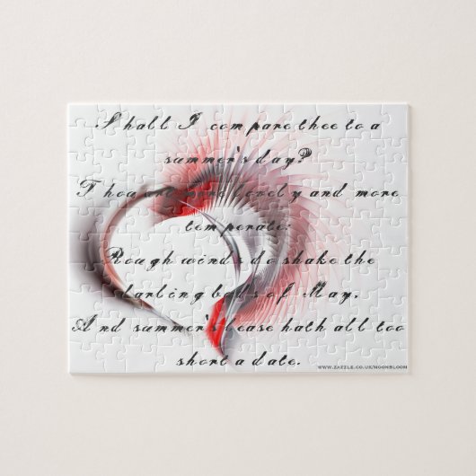 Metallherz mit Shakespeares Sonnet 18 Puzzle (Horizontal)