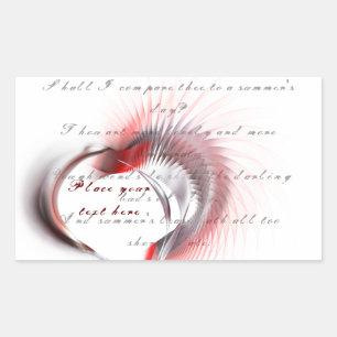 Metallherz mit Shakespeares Sonnet 18 Rechteckiger Aufkleber