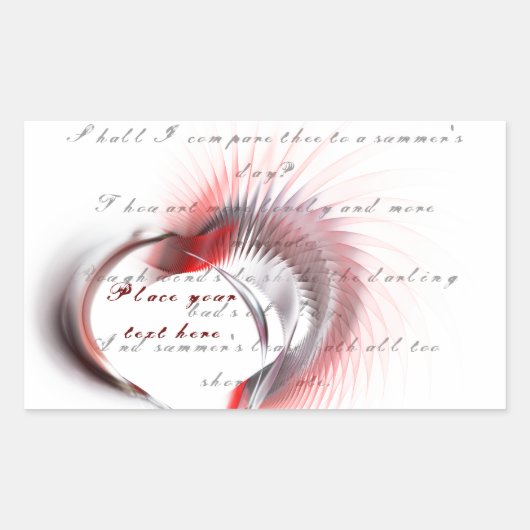Metallherz mit Shakespeares Sonnet 18 Rechteckiger Aufkleber (Vorderseite)
