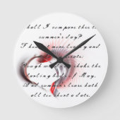 Metallherz mit Shakespeares Sonnet 18 Runde Wanduhr (Vorderseite)