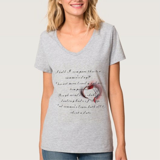 Metallherz mit Shakespeares Sonnet 18 T-Shirt (Vorderseite)