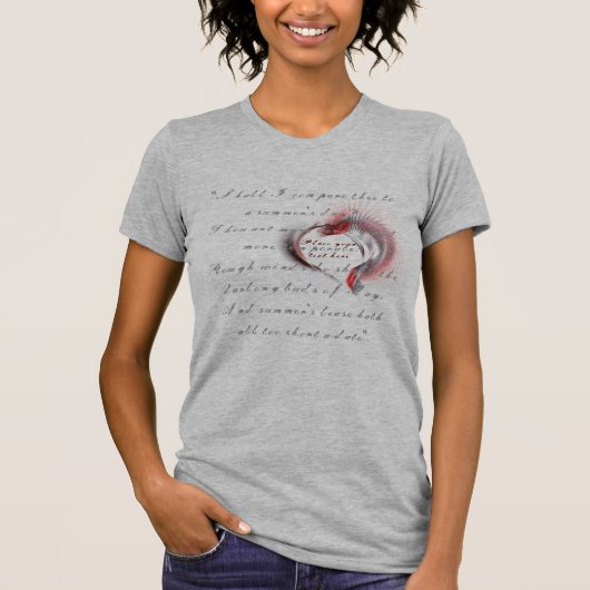 Metallherz mit Shakespeares Sonnet 18 T-Shirt (Vorderseite)