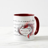 Metallherz mit Shakespeares Sonnet 18 Tasse (VorderseiteRechts)