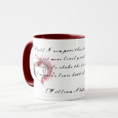 Metallherz mit Shakespeares Sonnet 18 Tasse (Vorderseite Links)