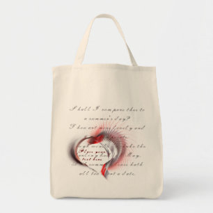 Metallherz mit Shakespeares Sonnet 18 Tragetasche
