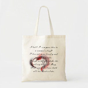 Metallherz mit Shakespeares Sonnet 18 Tragetasche