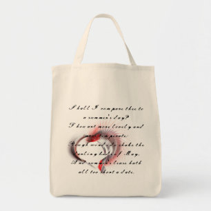 Metallherz mit Shakespeares Sonnet 18 Tragetasche