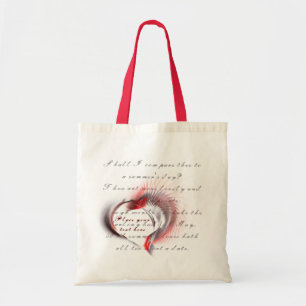 Metallherz mit Shakespeares Sonnet 18 Tragetasche