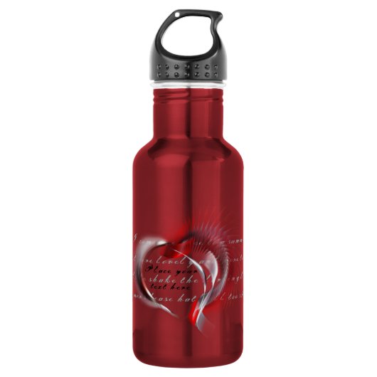 Metallherz mit Shakespeares Sonnet 18 Trinkflasche (Vorderseite)