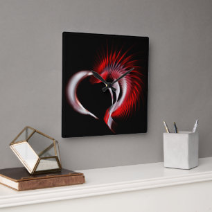 Metallherz Quadratische Wanduhr