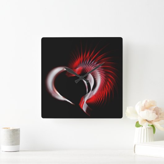 Metallherz Quadratische Wanduhr (Zuhause)
