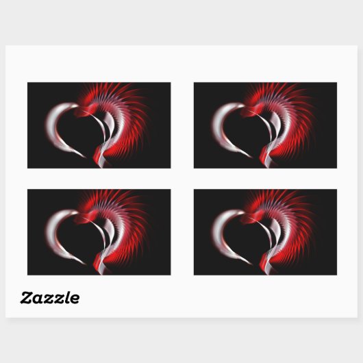 Metallherz Rechteckiger Aufkleber (Blatt)