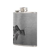 Metallhintergrund mit mechanischem Schaden Flachmann (Links)