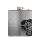 Metallhintergrund mit mechanischem Schaden Flachmann (Rückseite)