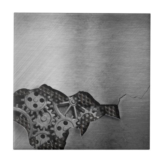 Metallhintergrund mit mechanischem Schaden Fliese (Vorderseite)