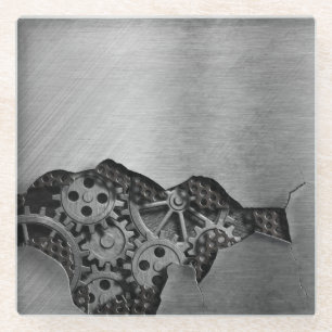 Metallhintergrund mit mechanischem Schaden Glasuntersetzer