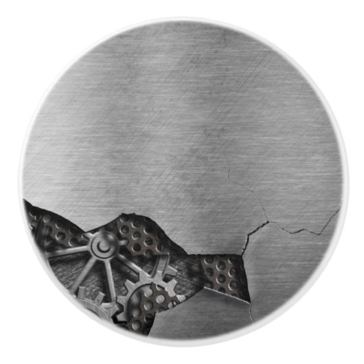 Metallhintergrund mit mechanischem Schaden Keramikknauf (Vorderseite)