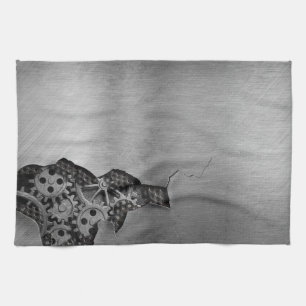 Metallhintergrund mit mechanischem Schaden Küchentuch