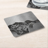 Metallhintergrund mit mechanischem Schaden Rechteckiger Pappuntersetzer (angewinkelt)