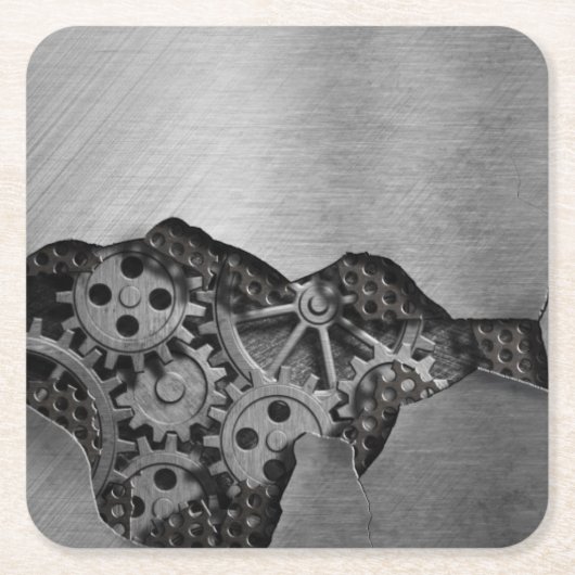 Metallhintergrund mit mechanischem Schaden Rechteckiger Pappuntersetzer (Vorderseite)