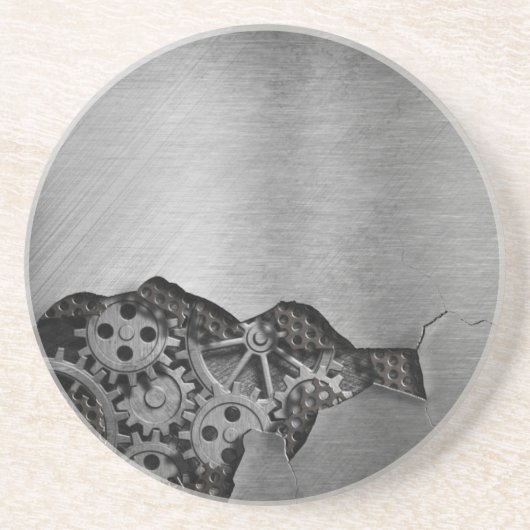 Metallhintergrund mit mechanischem Schaden Sandstein Untersetzer (Vorne)