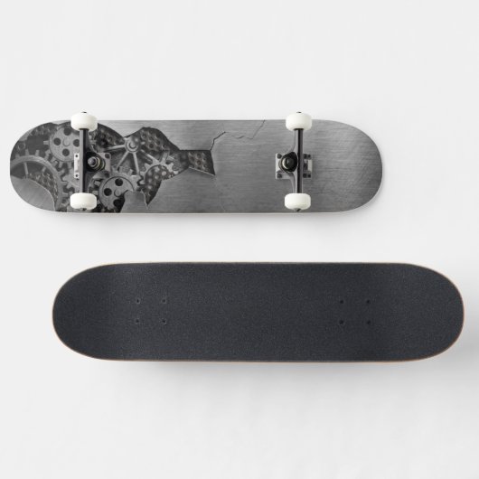 Metallhintergrund mit mechanischem Schaden Skateboard (Horizontal)