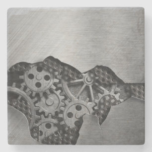 Metallhintergrund mit mechanischem Schaden Steinuntersetzer