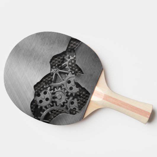 Metallhintergrund mit mechanischem Schaden Tischtennis Schläger (Seitenansicht)