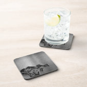 Metallhintergrund mit mechanischem Schaden Untersetzer (Rechte Seite)