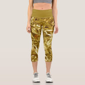 Metallic Abstract 101 Deep Gold Capri Leggings (Vorderseite)