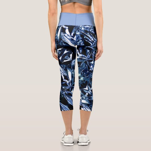 Metallic Abstract 101 Deep Navy Capri Leggings (Rückseite)