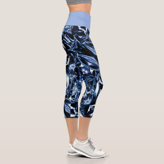 Metallic Abstract 101 Deep Navy Capri Leggings